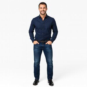 Jacob Davis Distressed Jeans Blue Denim Size 33 Button Fly Straight Casual Style